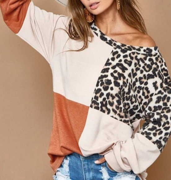 RUST AND LEO COLOR BLOCK TERRY TOP