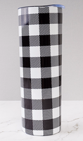 BLACK AND WHITE BUFFALO PLAID SKINNY TUMBLER