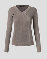 LIGHT GREY RIBBED V NECK SWEATER