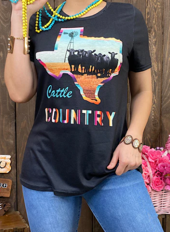 BLACK TX CATTLE COUNTRY TOP