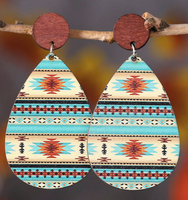 TURQUOISE AND BROWN AZTEC EARRINGS