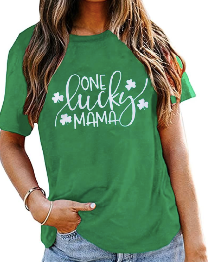 GREEN LUCKY MAMA PRINTED SHIRT