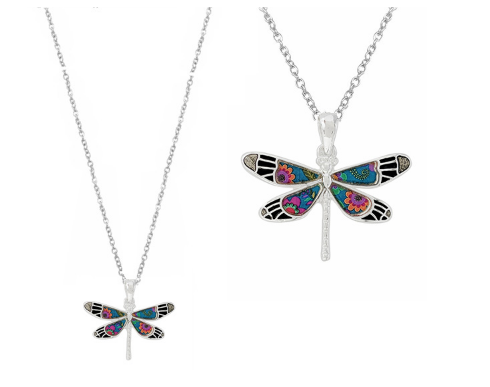 SILVER MOSAIC DRAGON FLY NECKLACE