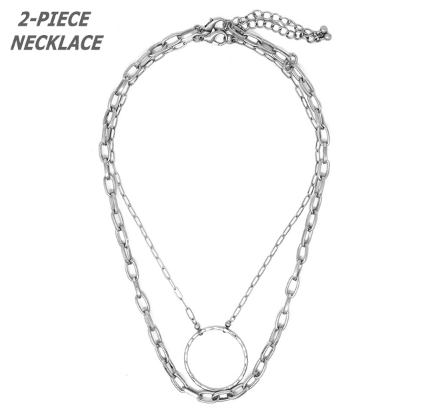 SILVER 2 PIECE CHAIN LINK NECKLACE