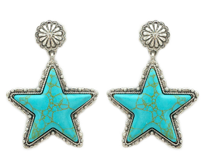 TURQUOISE CONCHO AND STAR EARRINGS