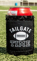 TAILGATE TIME BLACK GLITTER CAN COOLER