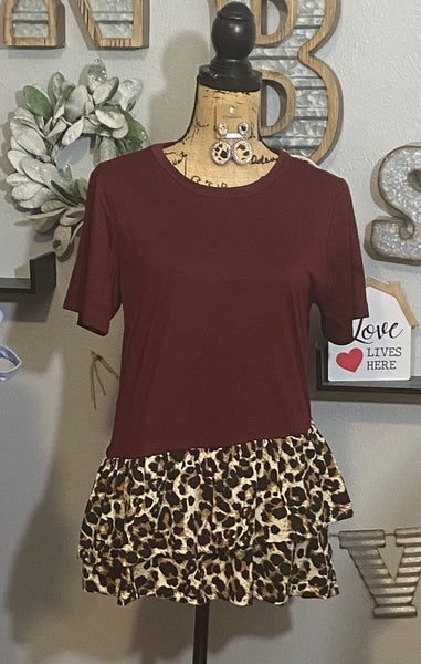 MAROON WITH LEO FLAIR BOTTOM TOP