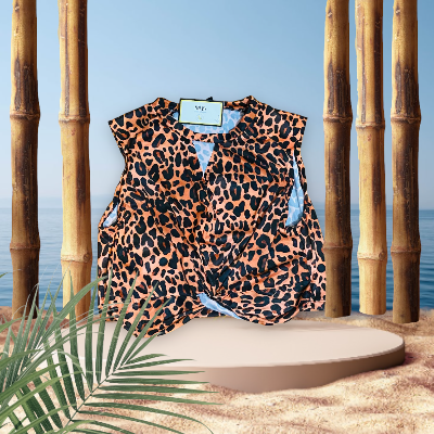 LEOPARD PRINT TWIST HEM CROP TOP SHIRT