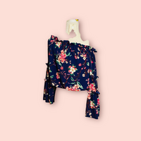 DARK PURPLE FLORAL CROP SHIRT