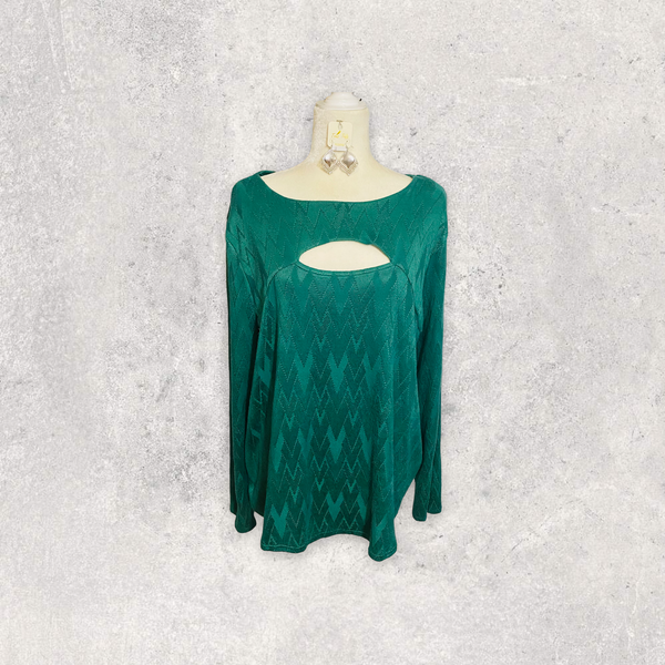FOREST GREEN KEYHOLE SOFT LONG SLEEVE TOP