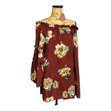 BURGUNDY FLORAL DRESS/TUNIC SHIRT
