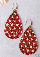 RED GLITTER PATRIOTIC EARRINGS WITH STARS